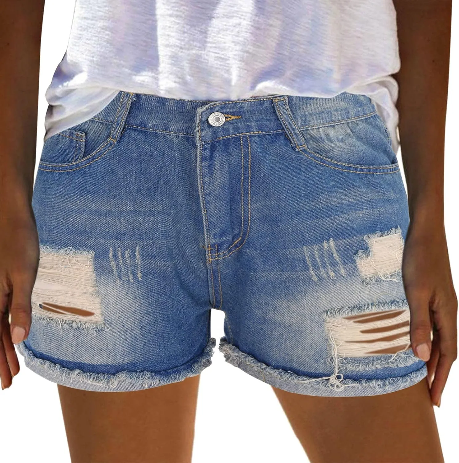 Rvidbe Jean Shorts Womens Stretchy Women High Waisted Jean Shorts - Stretchy Casual Shorts Trendy Curvy Boyfriend Summer Clothes Denim Shorts Women Low Rise