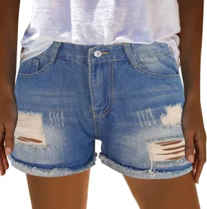 Rvidbe Jean Shorts Womens Stretchy Women High Waisted Jean Shorts - Stretchy Casual Shorts Trendy Curvy Boyfriend Summer Clothes Denim Shorts Women Low Rise