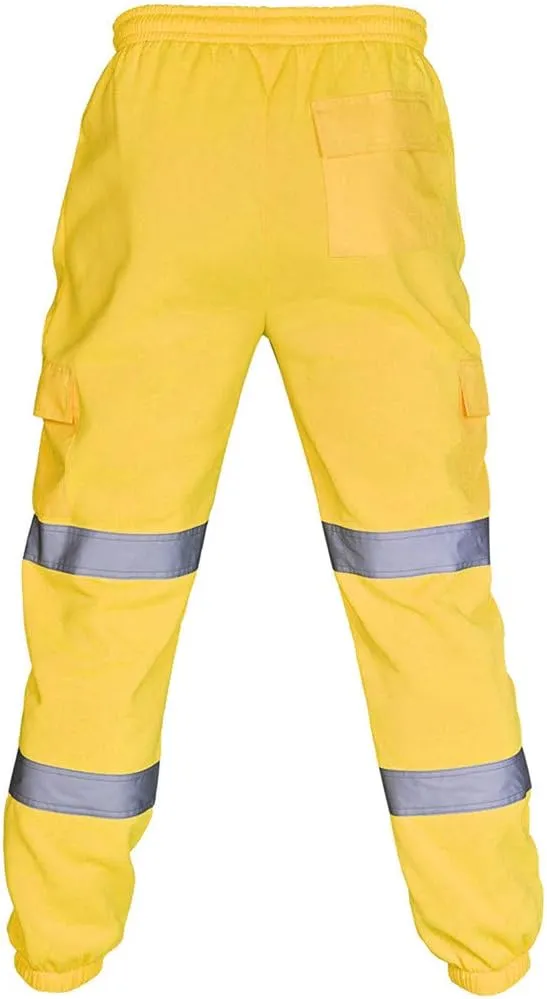 Safety Pants for Men Reflective High Visibility Cargo Pant Hi-Vis Workwear Work Trousers with Multiple Pockets