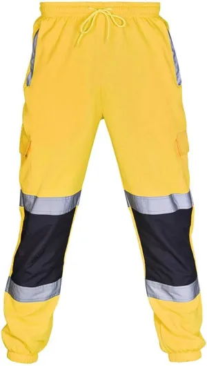 Safety Pants for Men Reflective High Visibility Cargo Pant Hi-Vis Workwear Work Trousers with Multiple Pockets