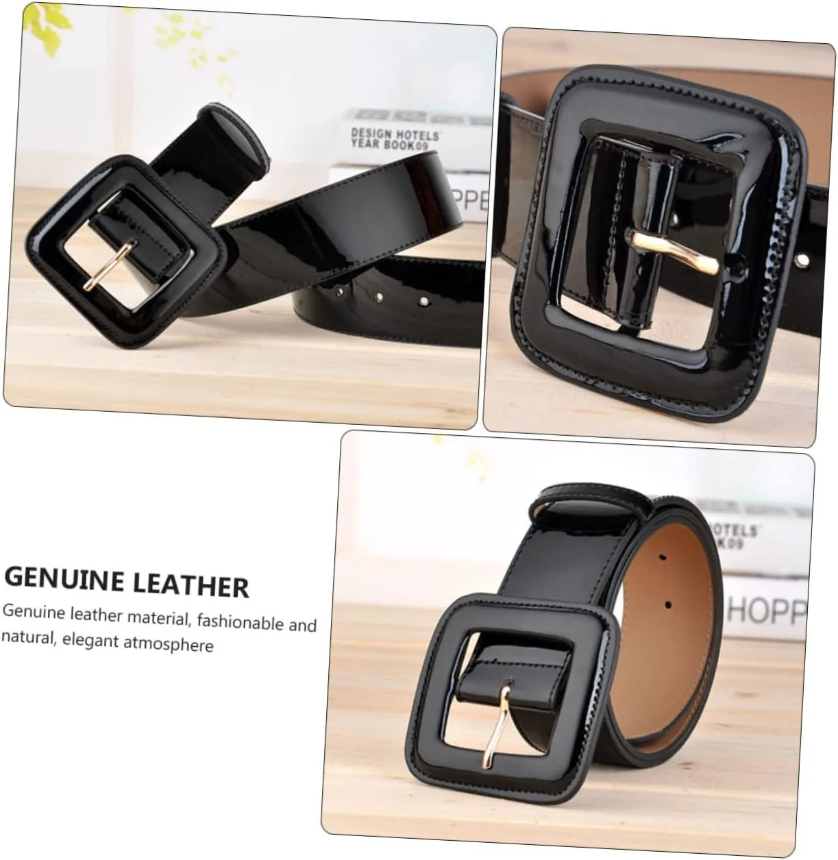 SAFIGLE Patent Leather Wide Girdle Belt - Durable Women's Belt
