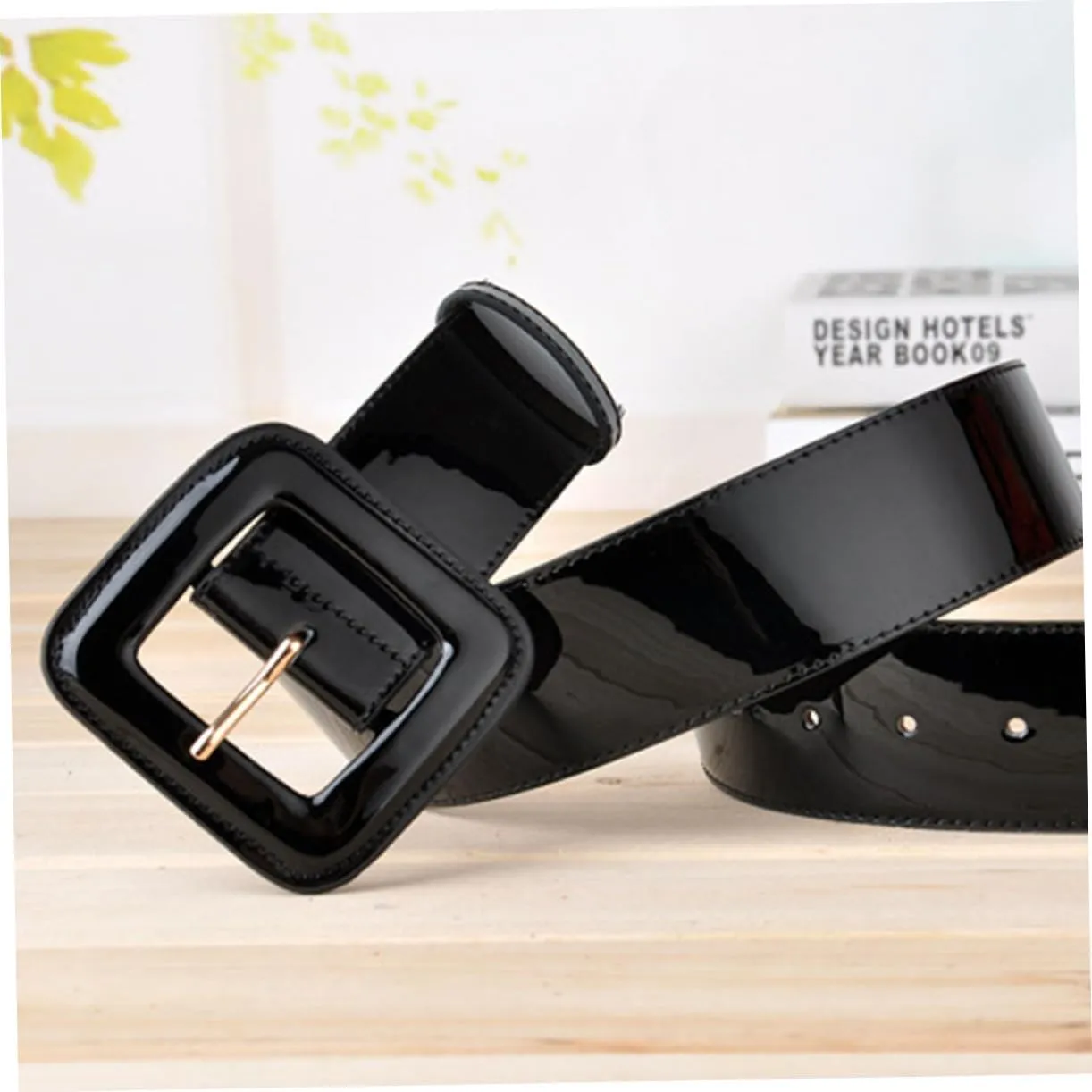 SAFIGLE Patent Leather Wide Girdle Belt - Durable Women's Belt
