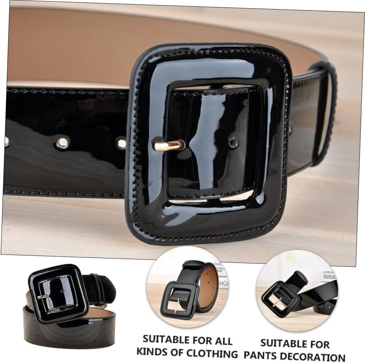 SAFIGLE Patent Leather Wide Girdle Belt - Durable Women's Belt