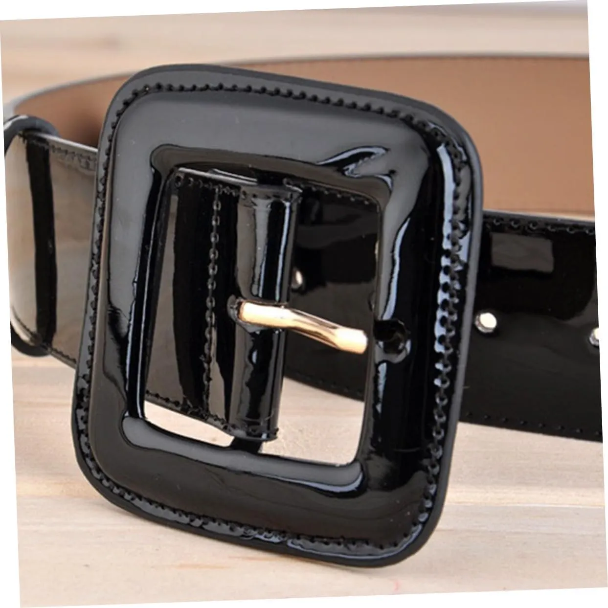 SAFIGLE Patent Leather Wide Girdle Belt - Durable Women's Belt