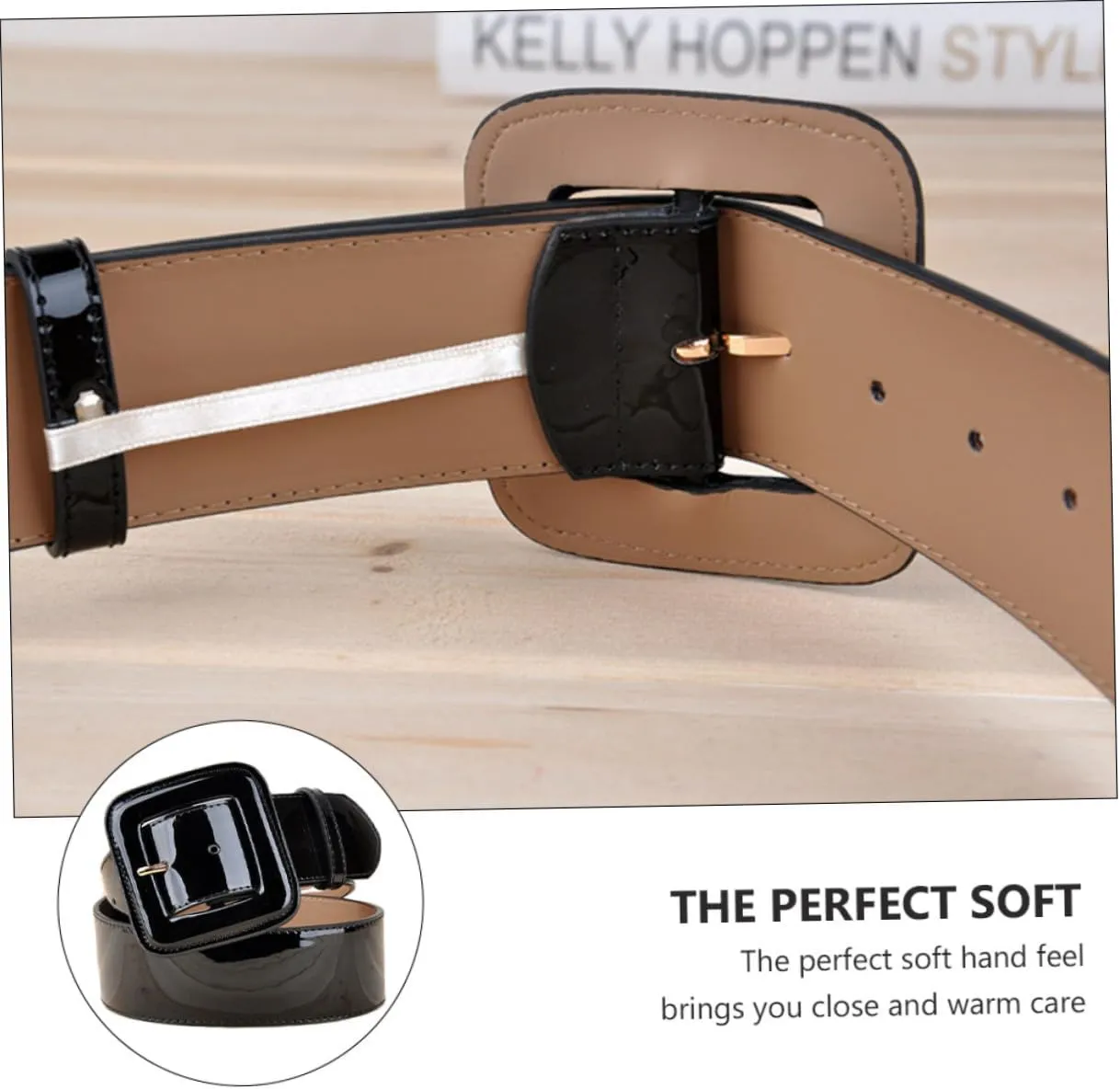 SAFIGLE Patent Leather Wide Girdle Belt - Durable Women's Belt