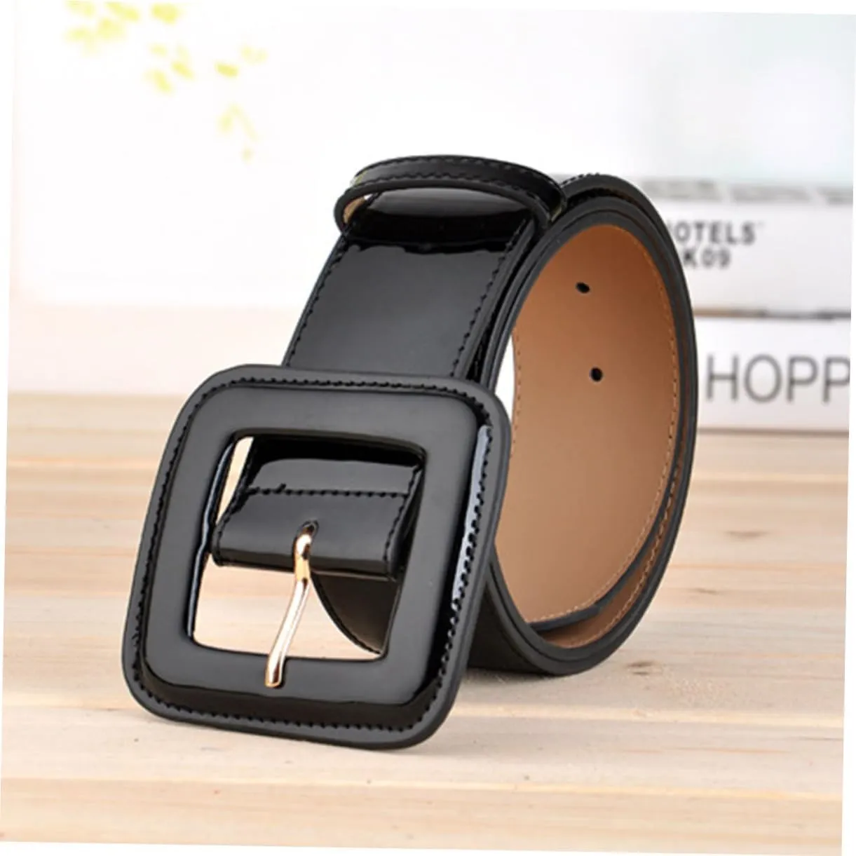 SAFIGLE Patent Leather Wide Girdle Belt - Durable Women's Belt