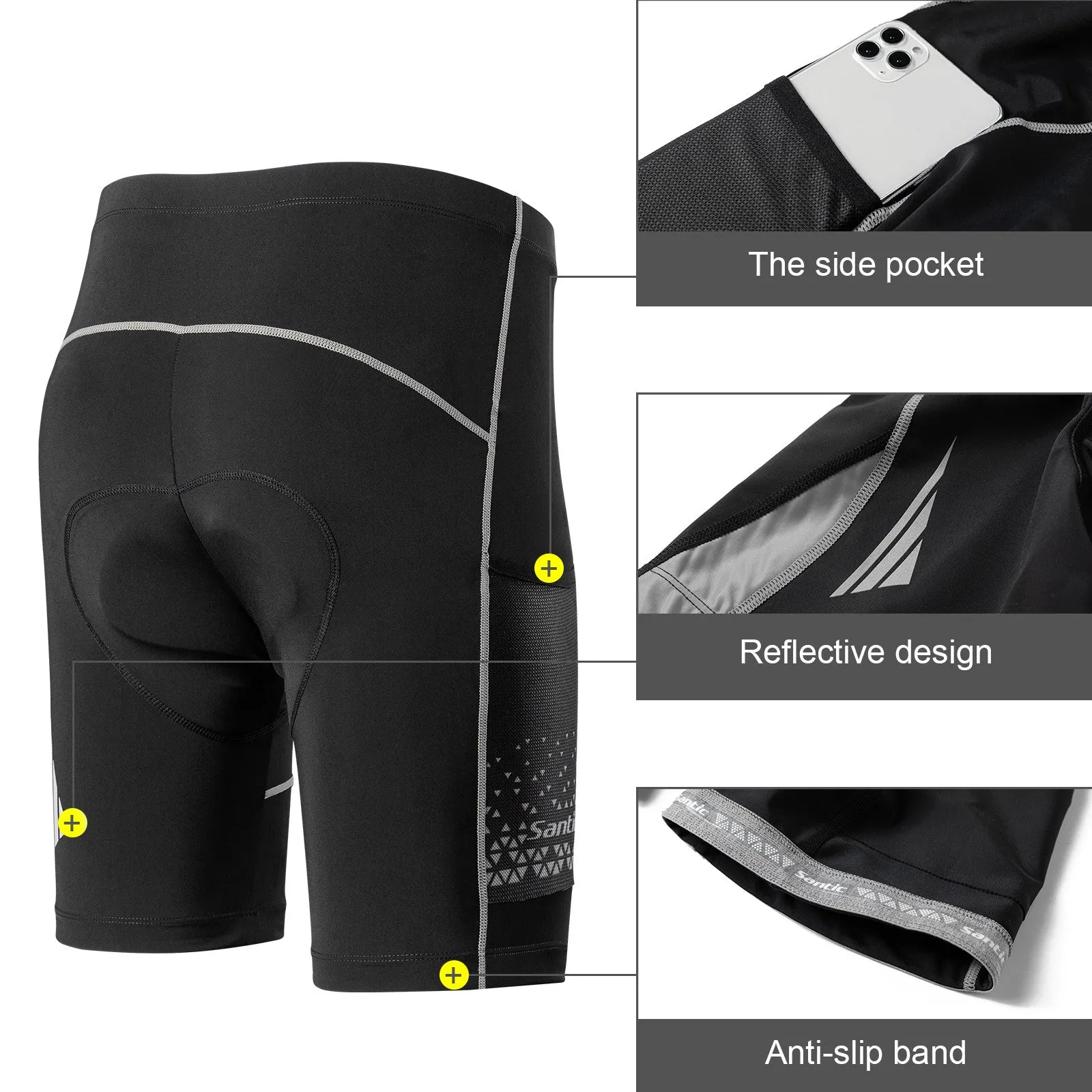 Santic Cloud Edge Grey Padded Men’s Cycling Shorts