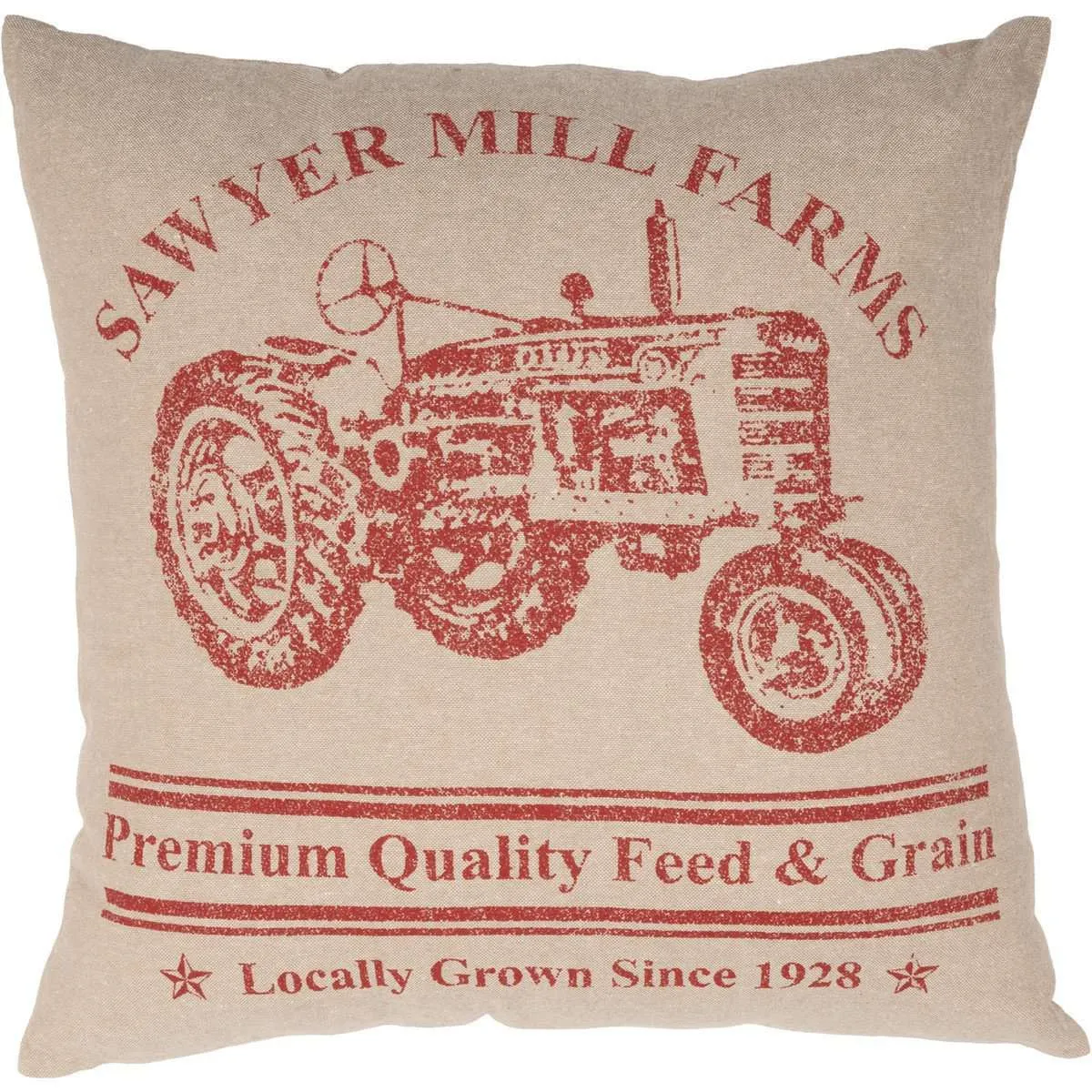 Sawyer Mill Charcoal Tractor Pillow Red 18"