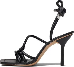 Schutz Lyra Black Womens Sandals Strappy Stiletto Heeled Lace Up Open Toe Pumps