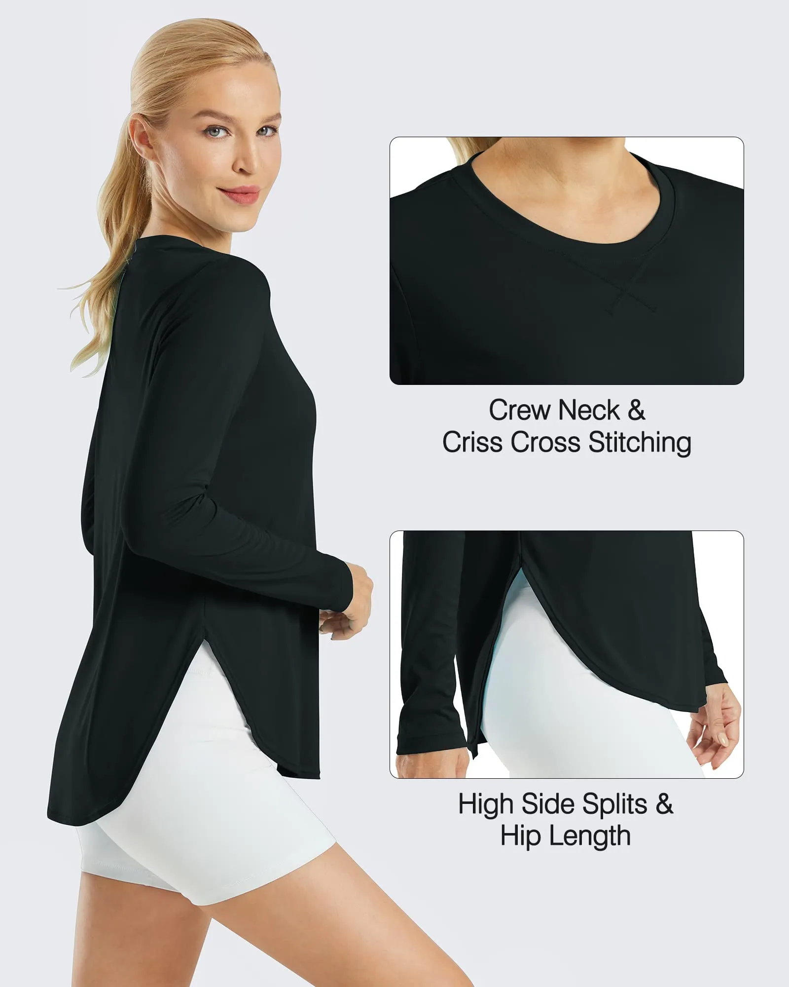 Scoop Neck UV Sun Workout Long Sleeve