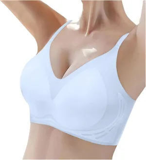 Seamless Bras for Women Plus Size Full Coverage Seamless Bras for Women No Underwire Smooth Push Up Bralettes Full Coverage Everyday Bra V Neck Support T Shirt Bra Back Smoothing Push-Up Bra