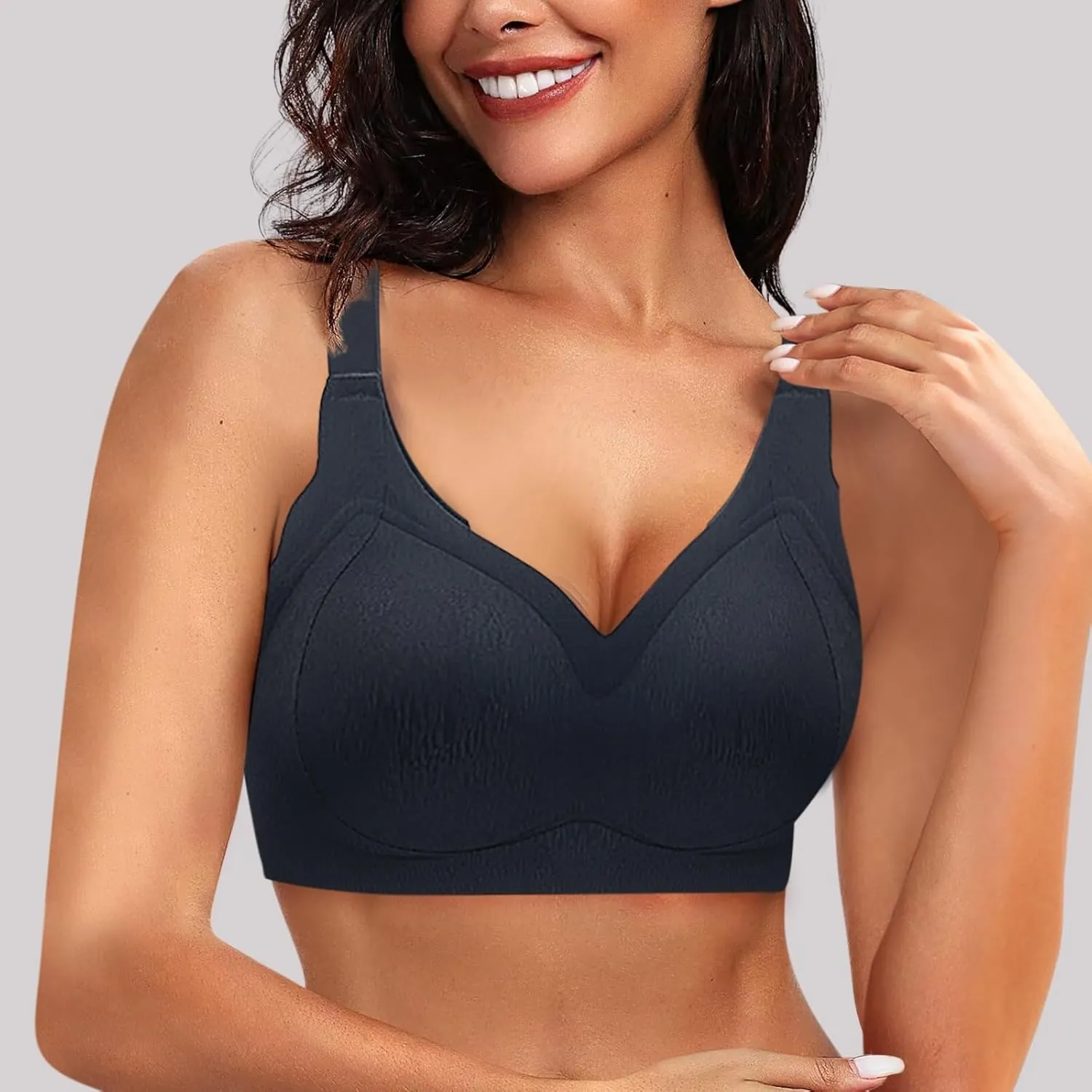Seamless Sports Bras for Women Back Smoothing Wireless Bras Full Coverage Push Up Bras Comfort Everyday Bras