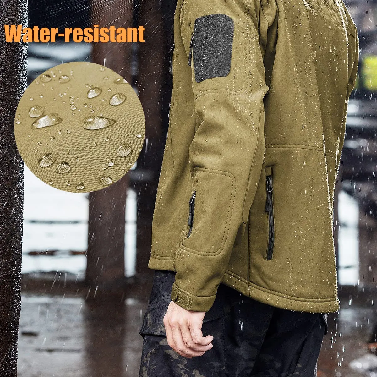 SHARKSKIN Men’s Warm Waterproof Softshell Tactical Hiking Jacket