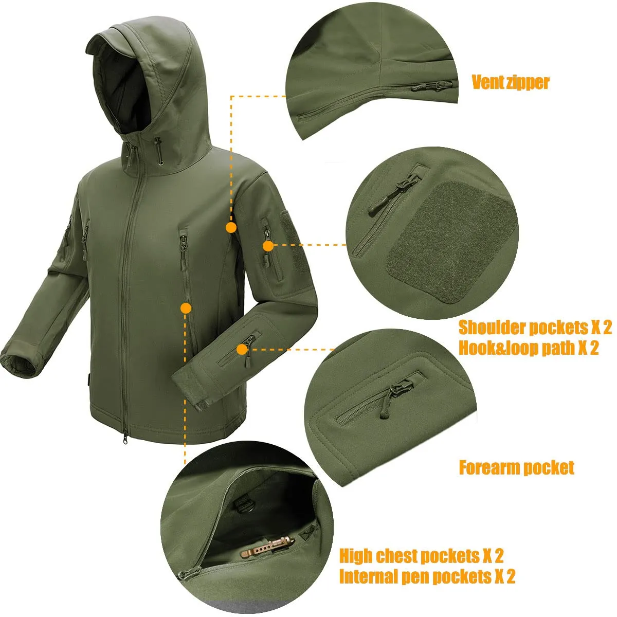 SHARKSKIN Men’s Warm Waterproof Softshell Tactical Hiking Jacket