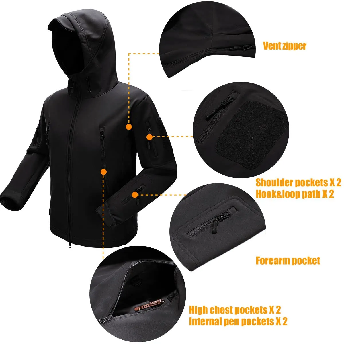 SHARKSKIN Men’s Warm Waterproof Softshell Tactical Hiking Jacket