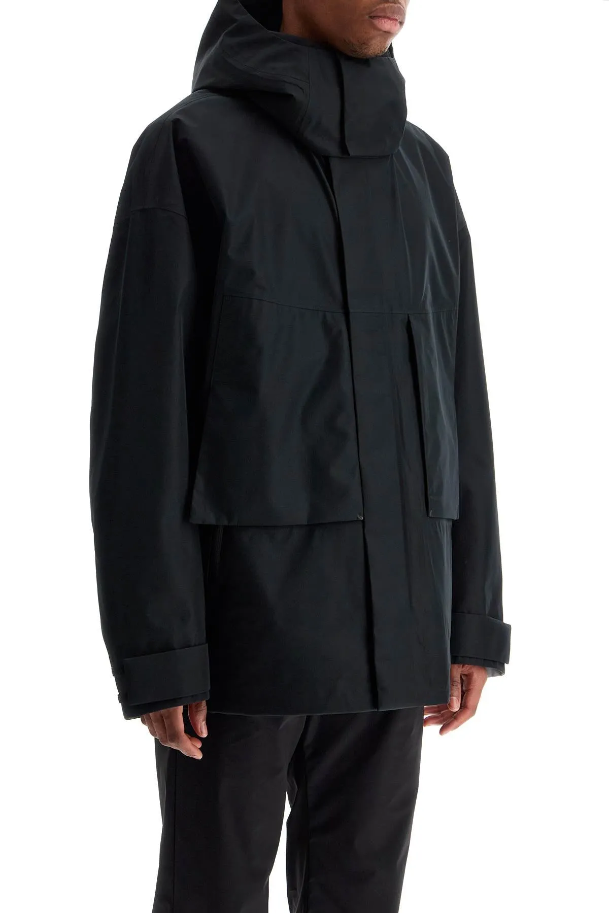 short black waterproof jacket for men in polyester with hood GC00016UL 11127 NERO