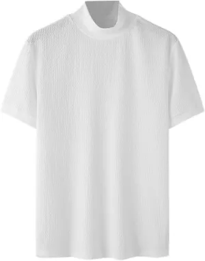 Short Sleeve Turtleneck Men Fall Thermal High Collar Pullover Solid Tops Casual Turtleneck Mock Neck Slim T Shirt