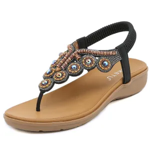 SIKETU | Sparkly Rhinestone Low Wedge Heel Sandals