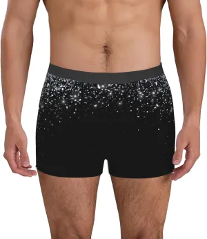 Silver Glitter1 Print Boxer Briefs For Men Breathable Underwear-