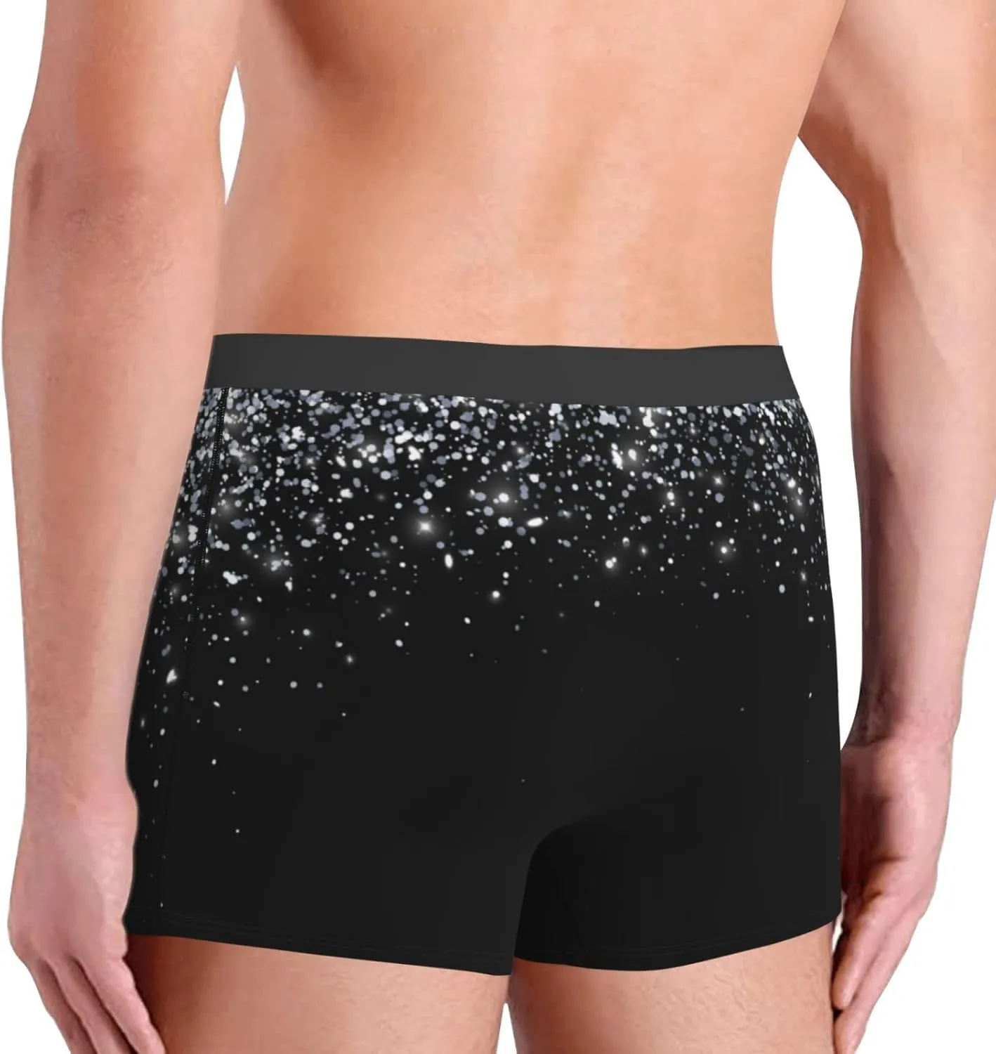 Silver Glitter1 Print Boxer Briefs For Men Breathable Underwear-