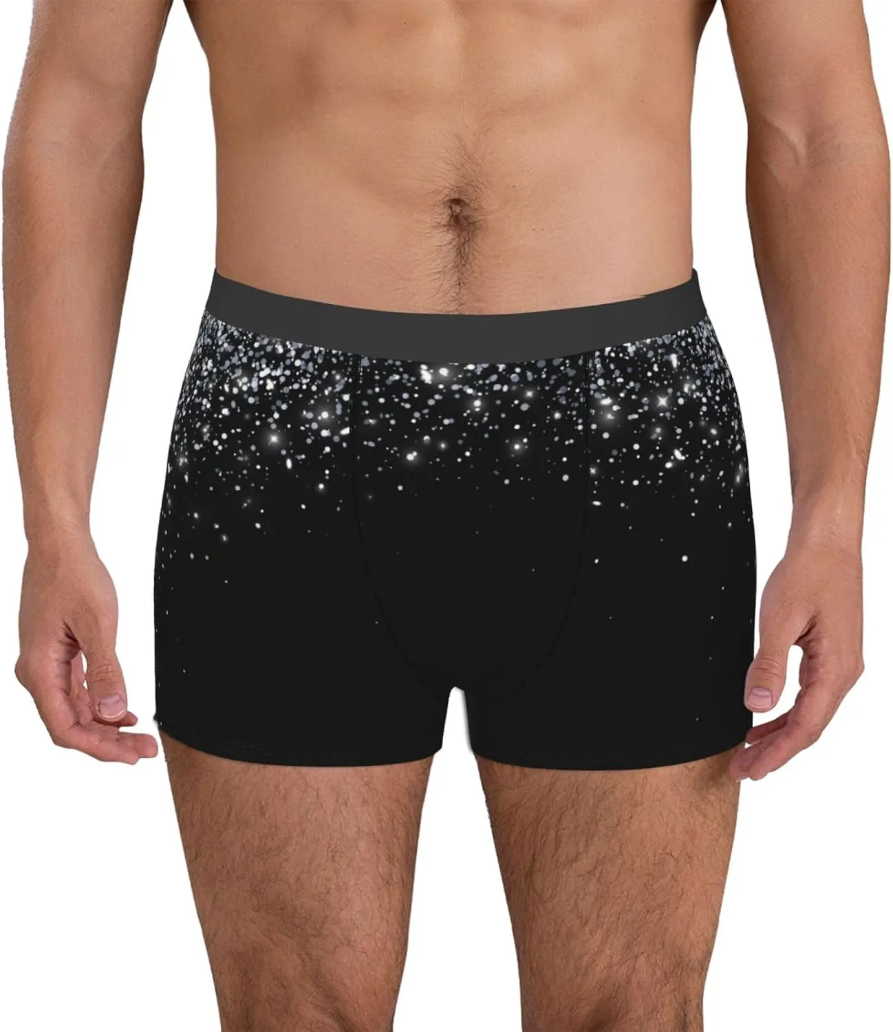 Silver Glitter1 Print Boxer Briefs For Men Breathable Underwear-