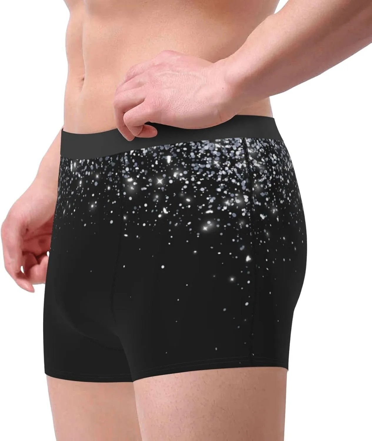 Silver Glitter1 Print Boxer Briefs For Men Breathable Underwear-