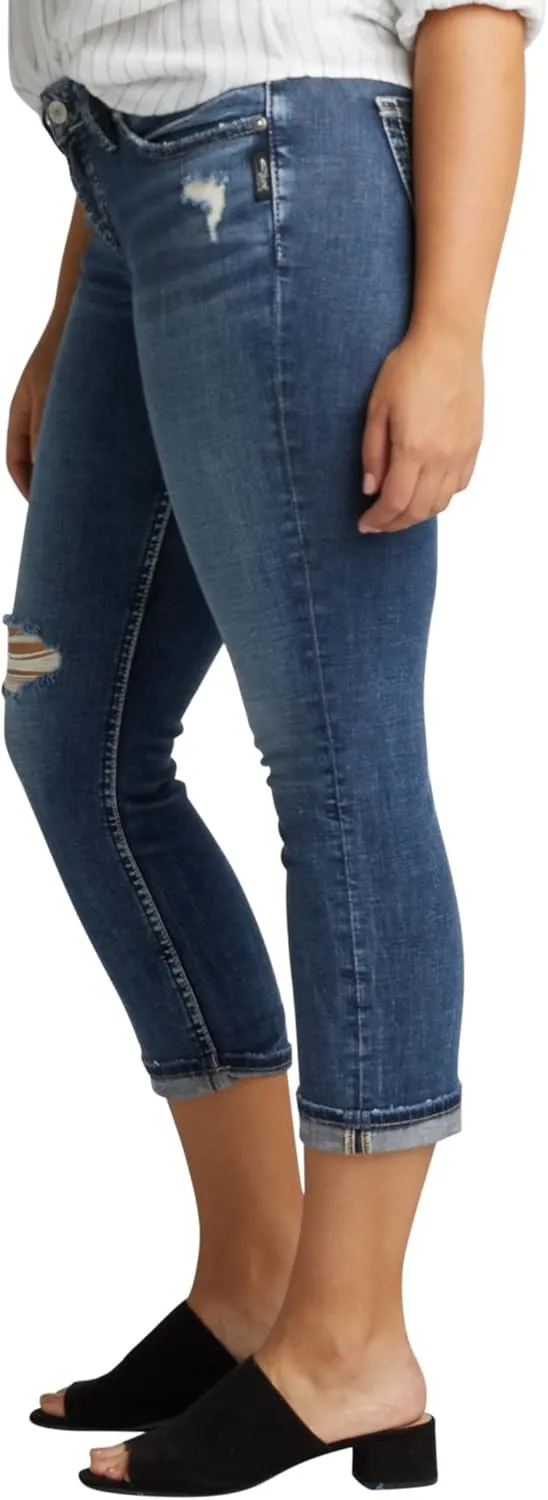 Silver Jeans Co. Women's Elyse Mid Rise Comfort Fit Capri Jeans