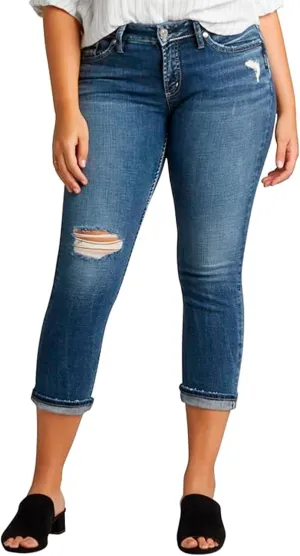 Silver Jeans Co. Women's Elyse Mid Rise Comfort Fit Capri Jeans