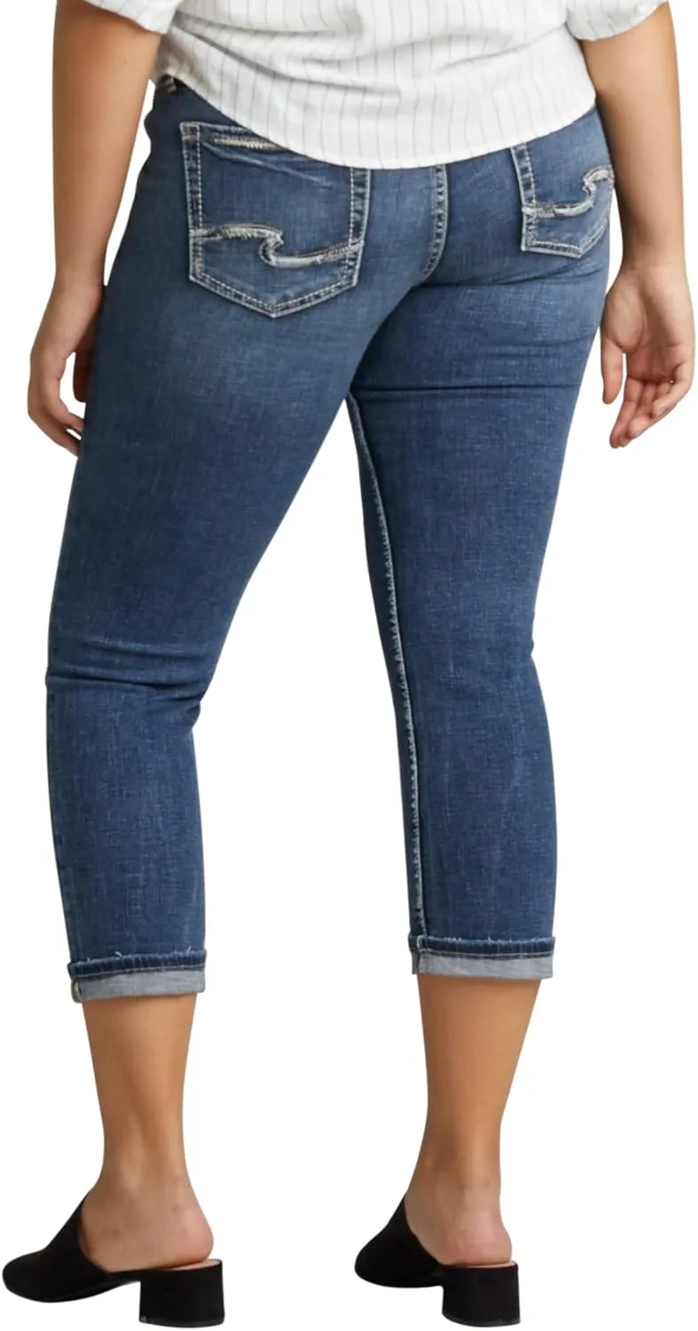 Silver Jeans Co. Women's Elyse Mid Rise Comfort Fit Capri Jeans