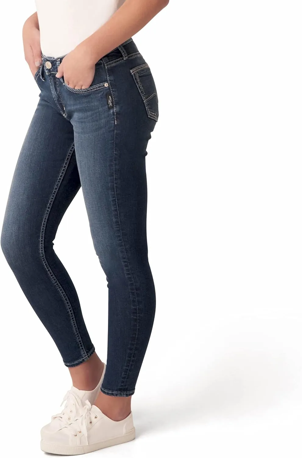 Silver Jeans Co. Women's Elyse Mid Rise Comfort Fit Skinny Jeans-Legacy