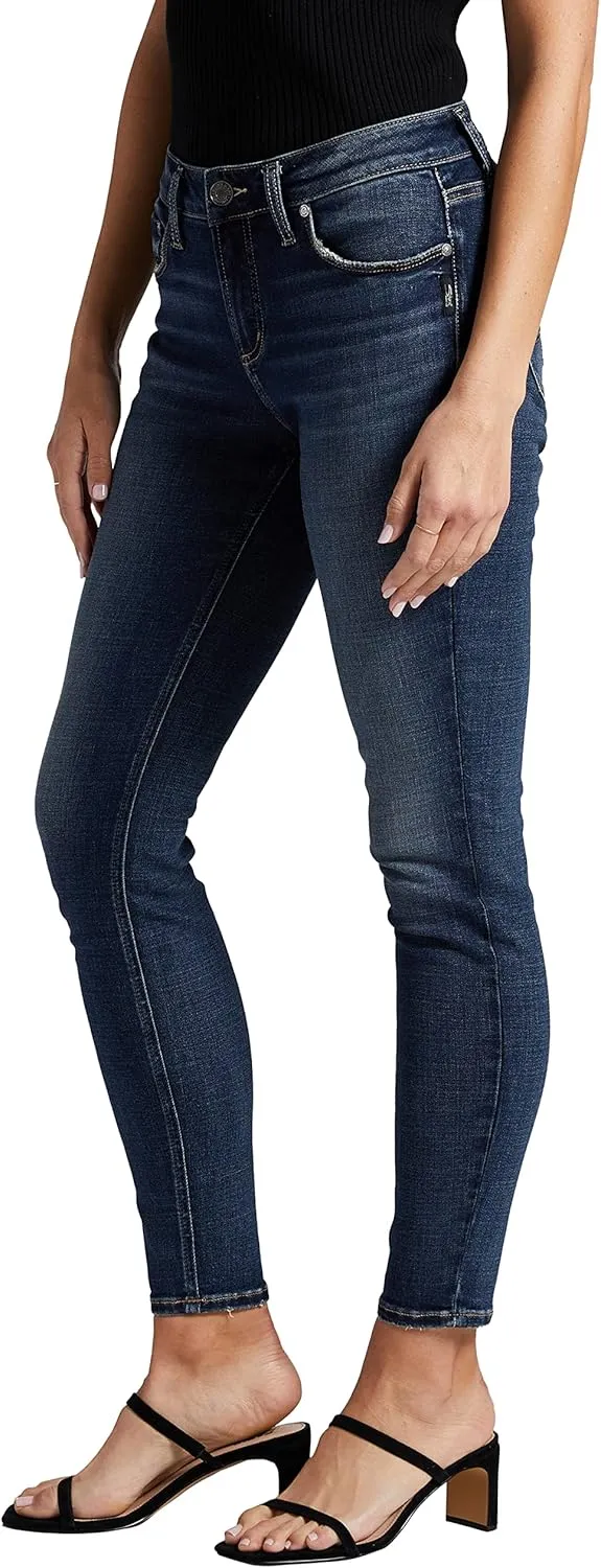 Silver Jeans Co. Women's Elyse Mid Rise Comfort Fit Skinny Jeans