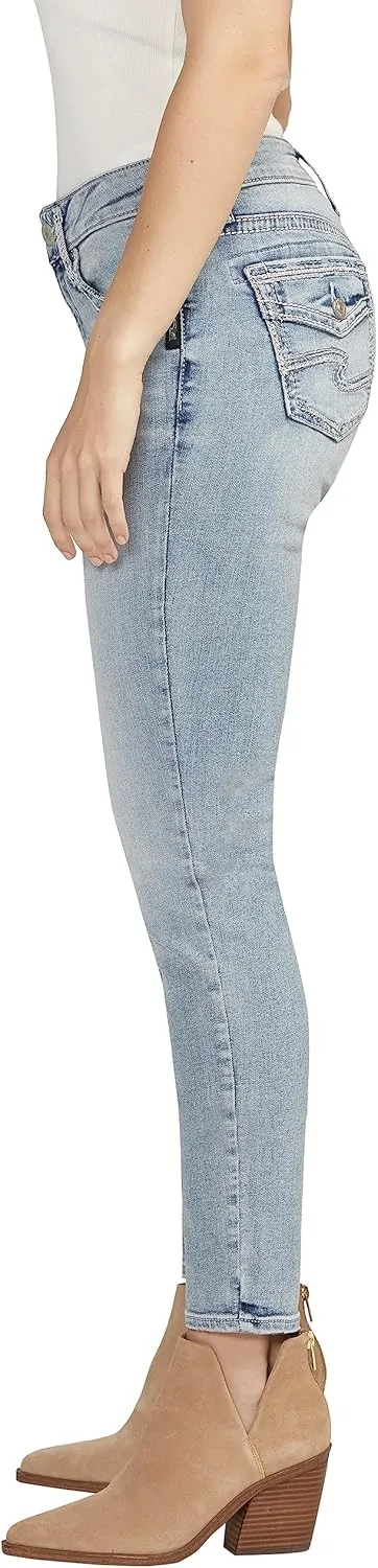 Silver Jeans Co. Women's Elyse Mid Rise Comfort Fit Skinny Jeans