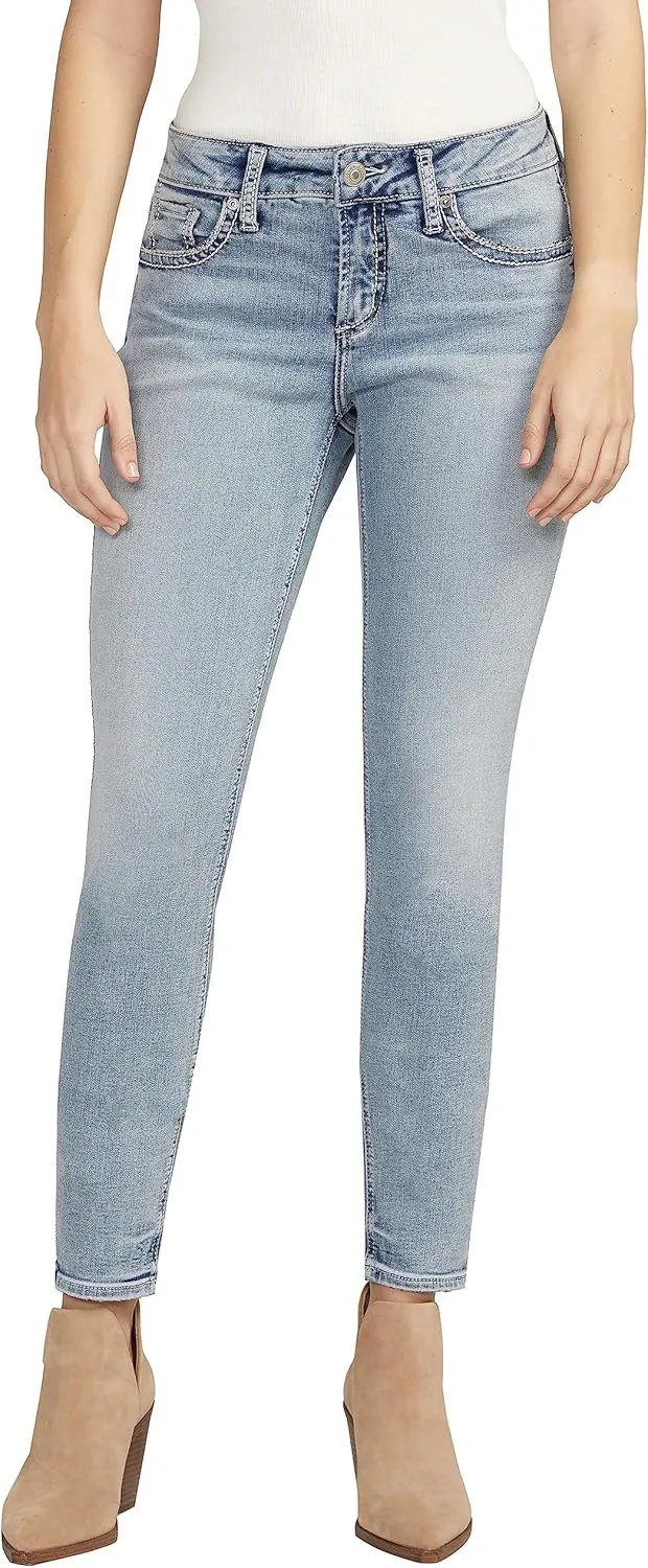 Silver Jeans Co. Women's Elyse Mid Rise Comfort Fit Skinny Jeans