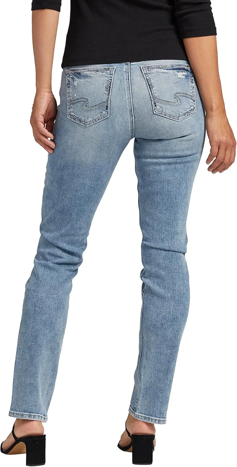 Silver Jeans Co. Women's Elyse Mid Rise Comfort Fit Straight Leg Jeans
