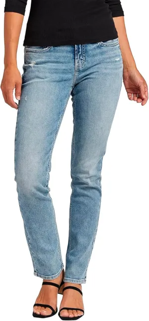 Silver Jeans Co. Women's Elyse Mid Rise Comfort Fit Straight Leg Jeans