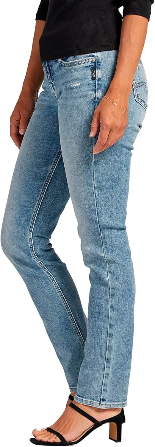 Silver Jeans Co. Women's Elyse Mid Rise Comfort Fit Straight Leg Jeans