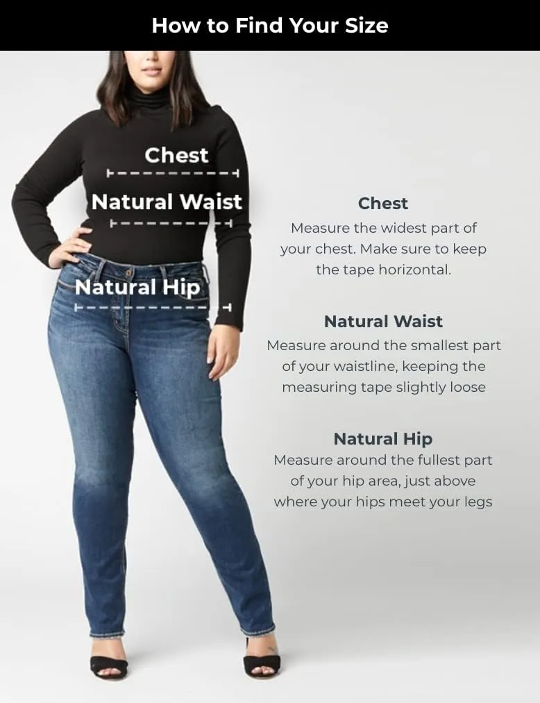 Silver Jeans Co. Women's Plus Size Elyse Mid Rise Comfort Fit Straight Leg Jeans