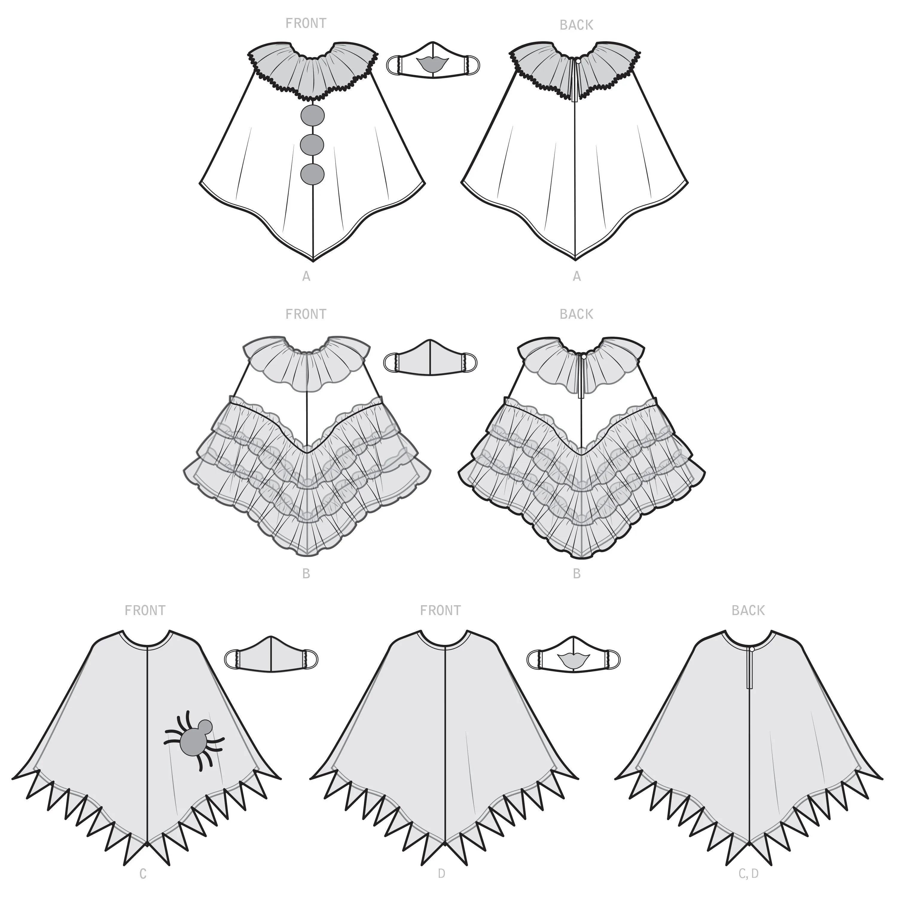 Simplicity Sewing Pattern 9350 Misses' Poncho Costumes and Face Masks