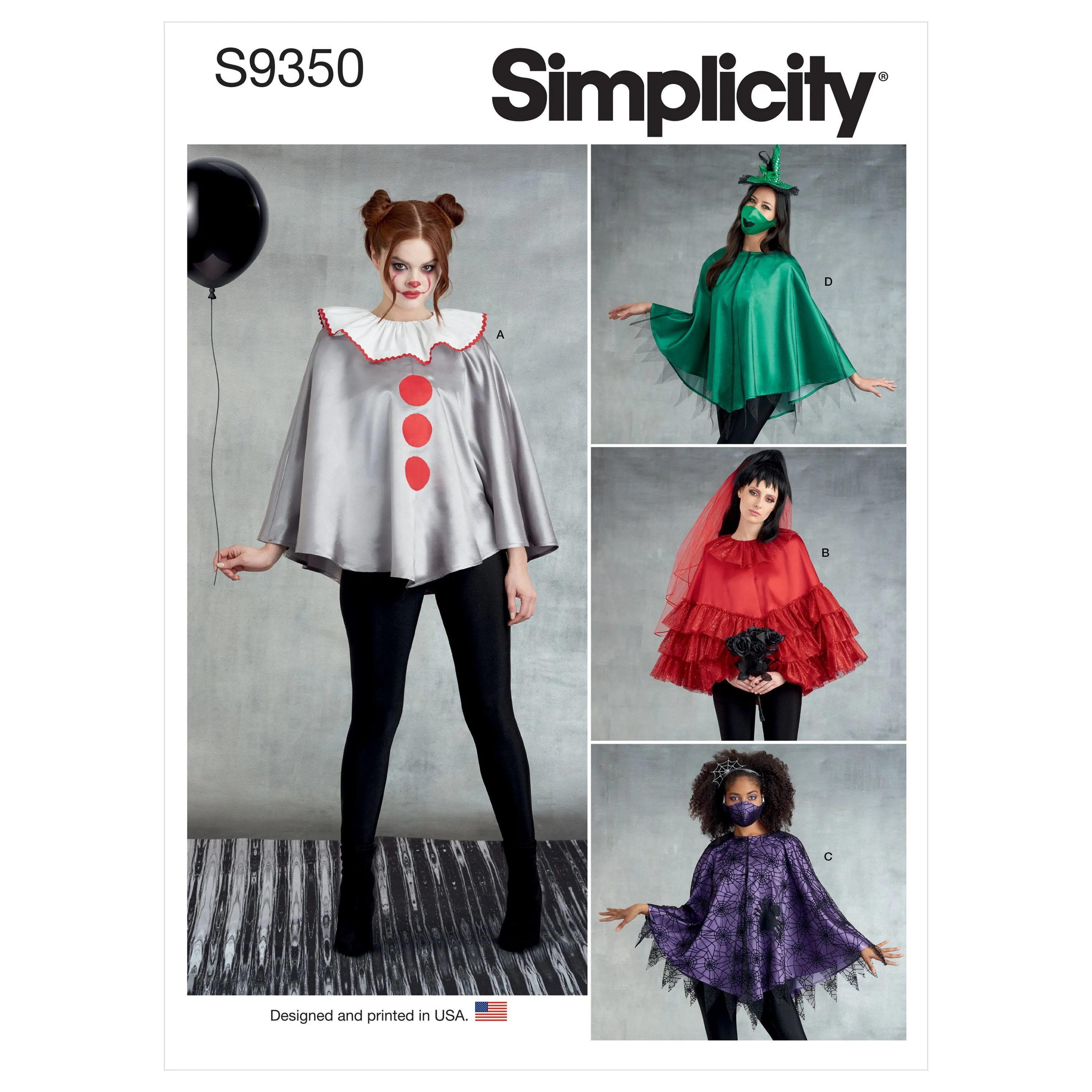 Simplicity Sewing Pattern 9350 Misses' Poncho Costumes and Face Masks