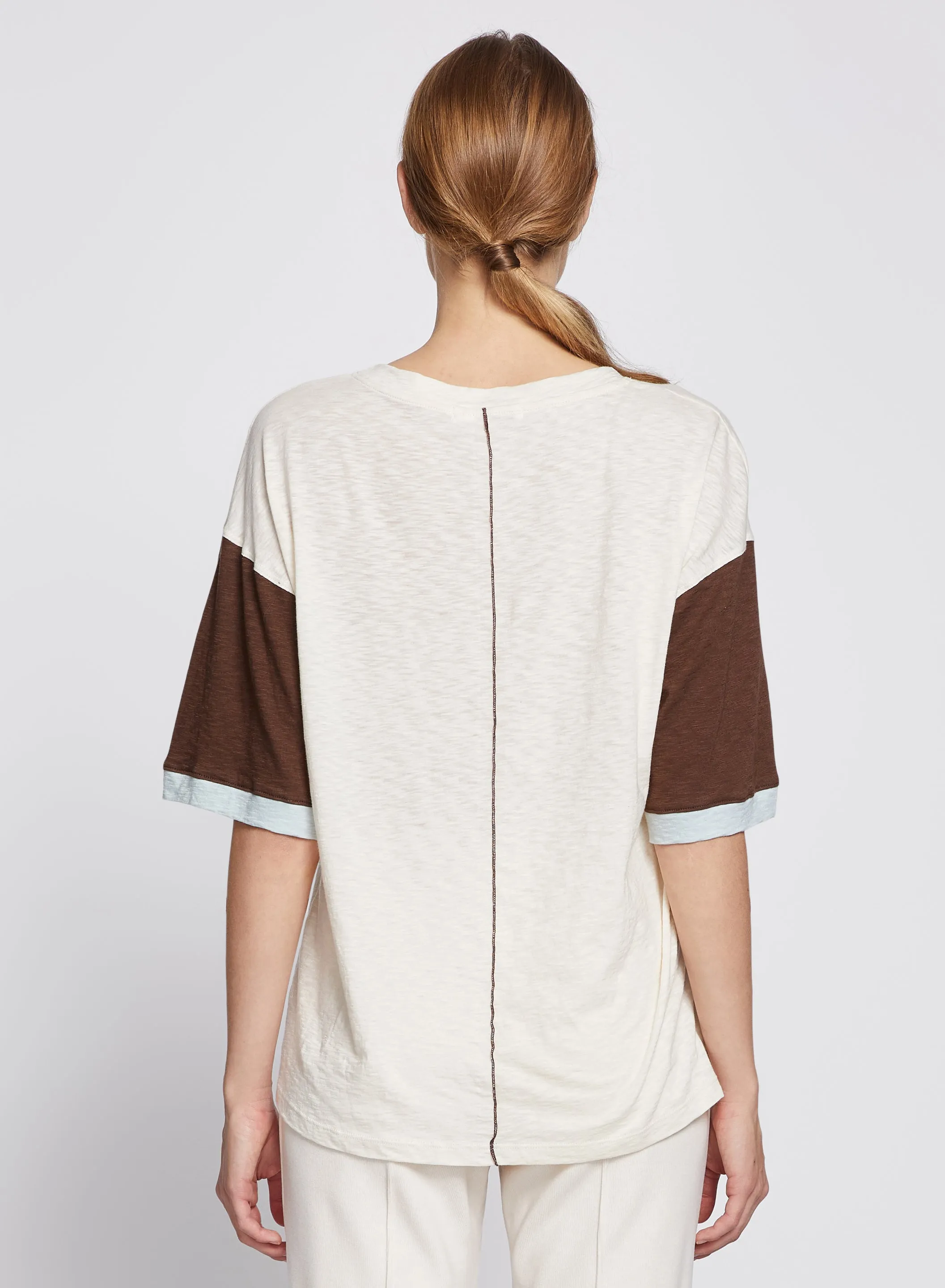 Ski Camp Colorblock Boyfriend Tee in Cream/Espresso