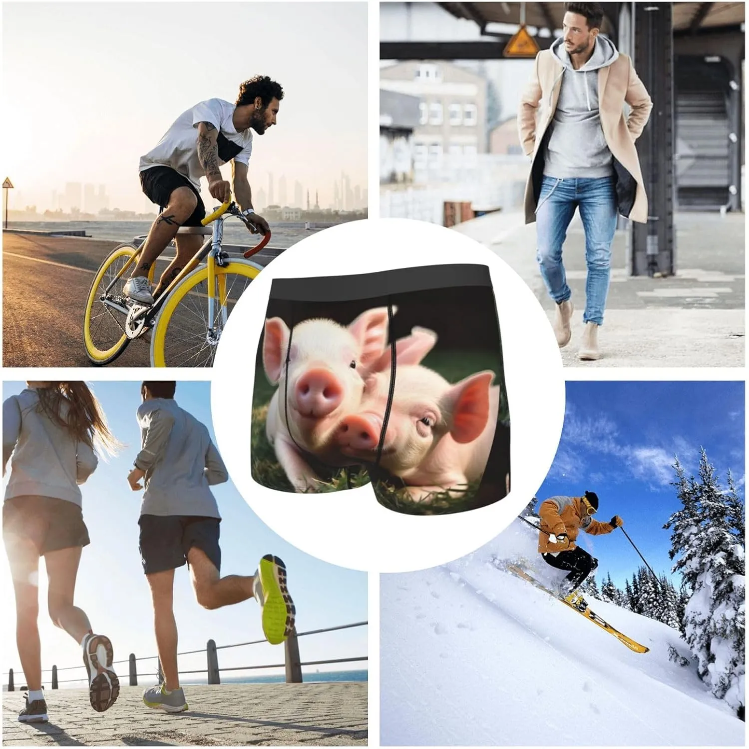 Smiling Men's Boxer Briefs Soft Breathable Underwear Stretch Moisture-Wicking Trunks Tagless