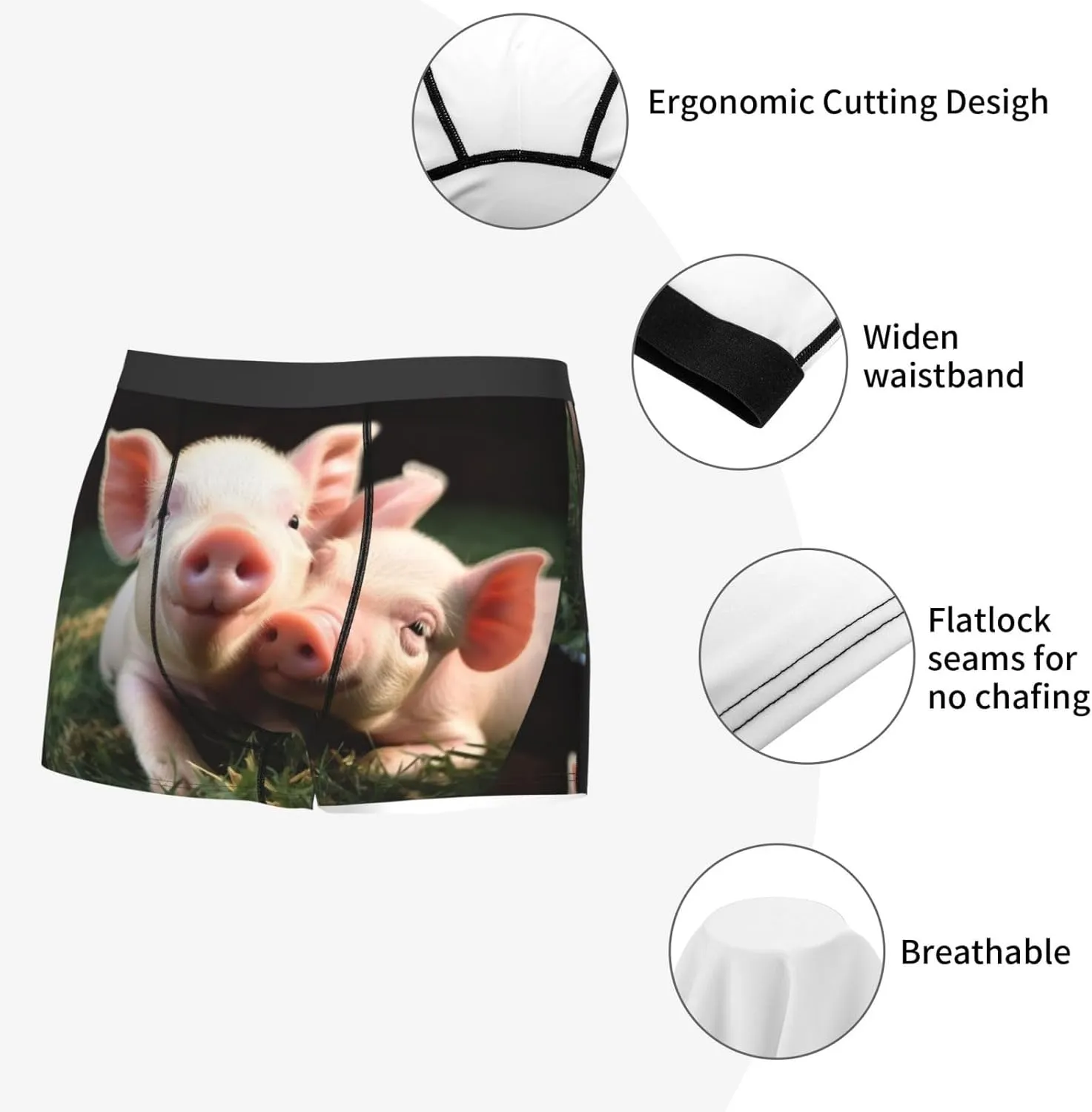 Smiling Men's Boxer Briefs Soft Breathable Underwear Stretch Moisture-Wicking Trunks Tagless