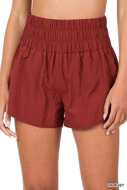 Smocked Waistband Running Shorts