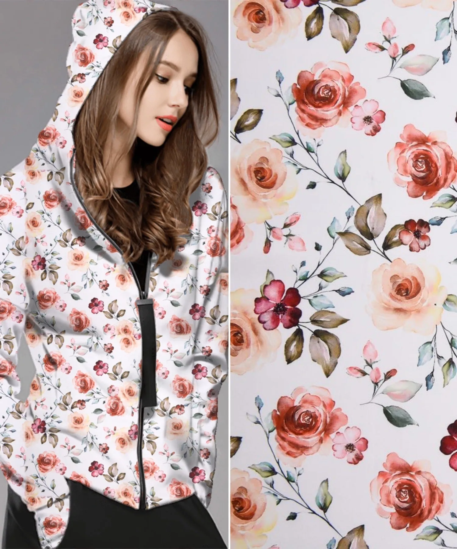 Softshell fabric Roses Digital Print Water Repellent Resistant