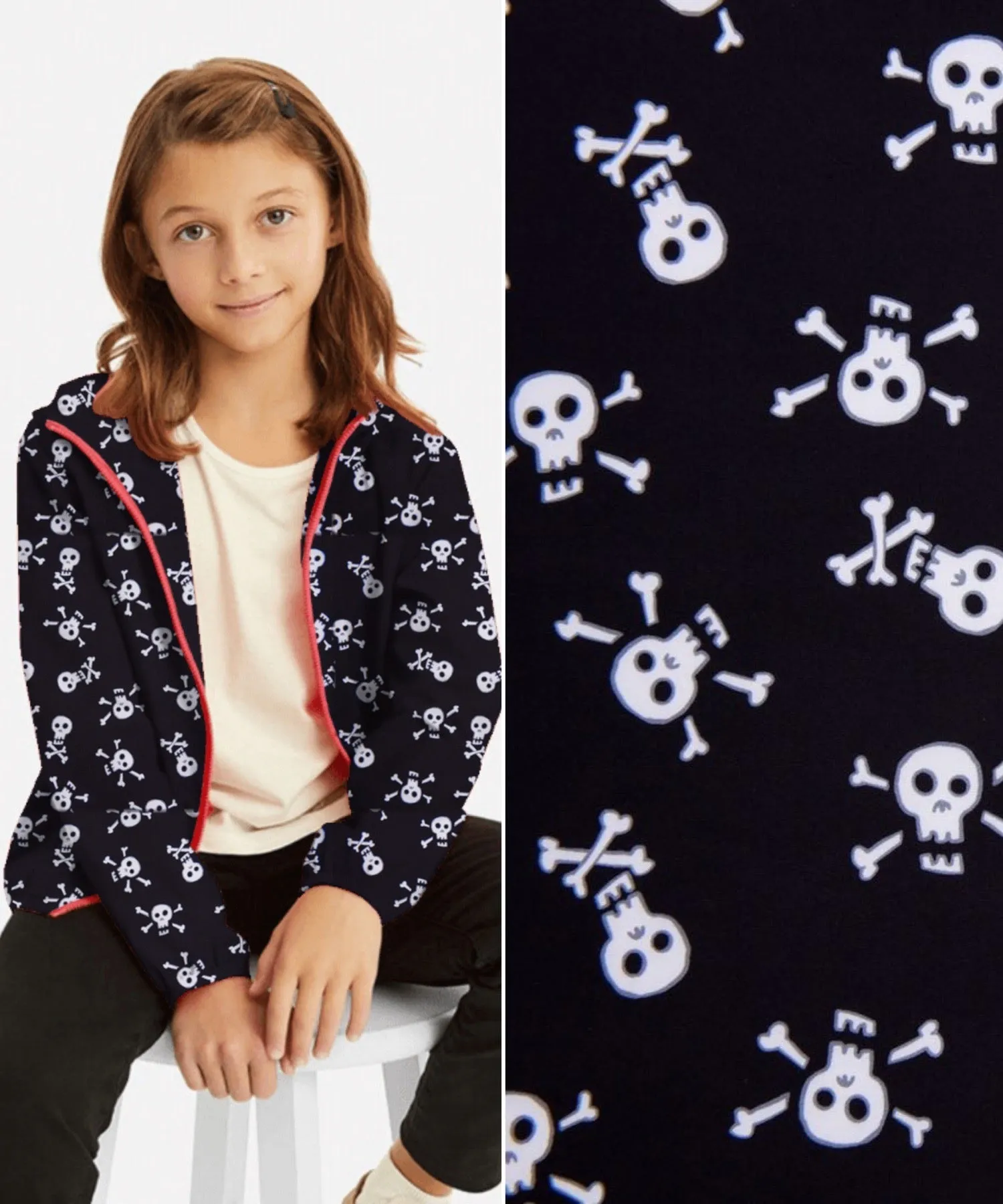 Softshell fabric Skeleton Print Water Repellent Resistant