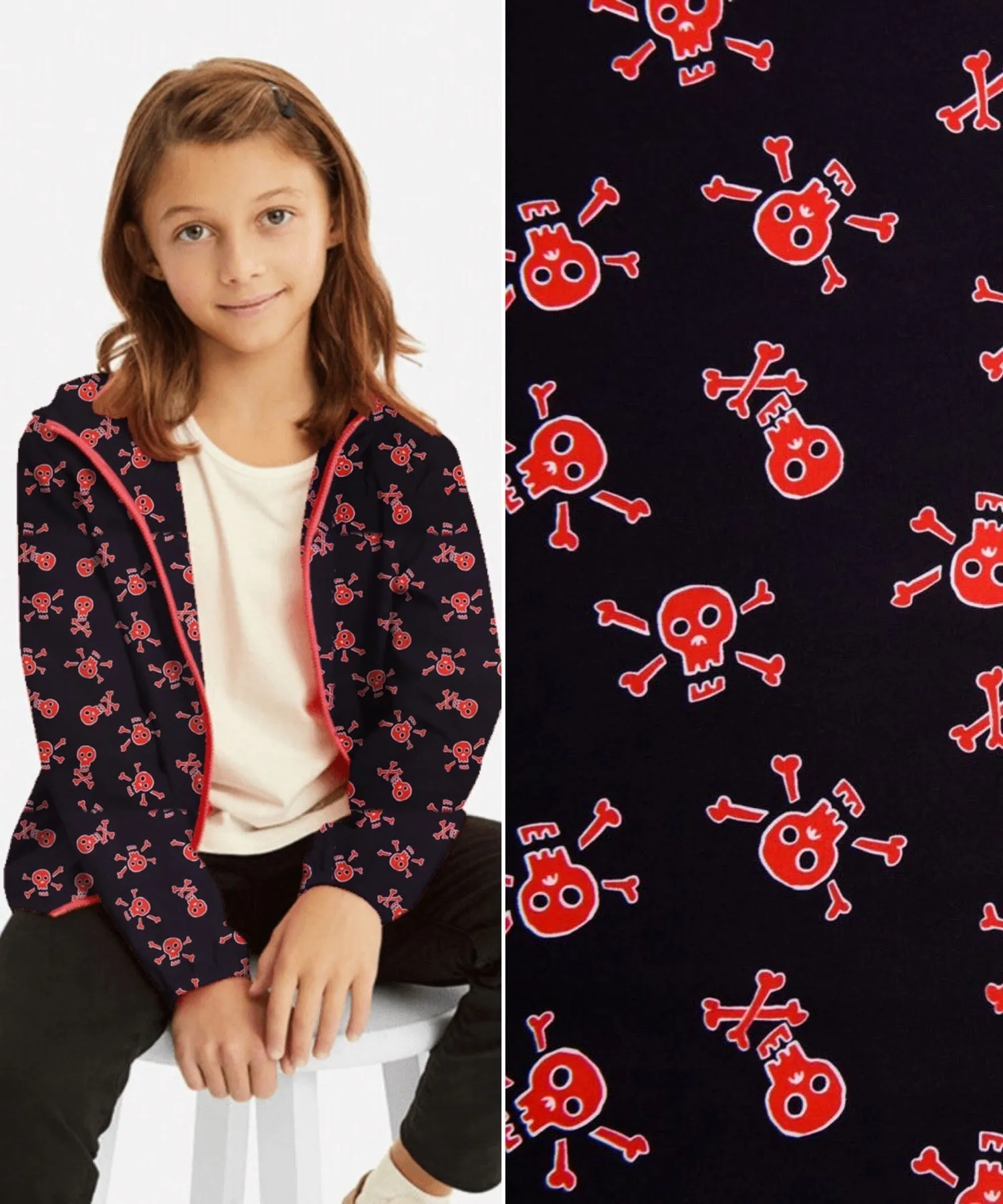 Softshell fabric Skeleton Print Water Repellent Resistant