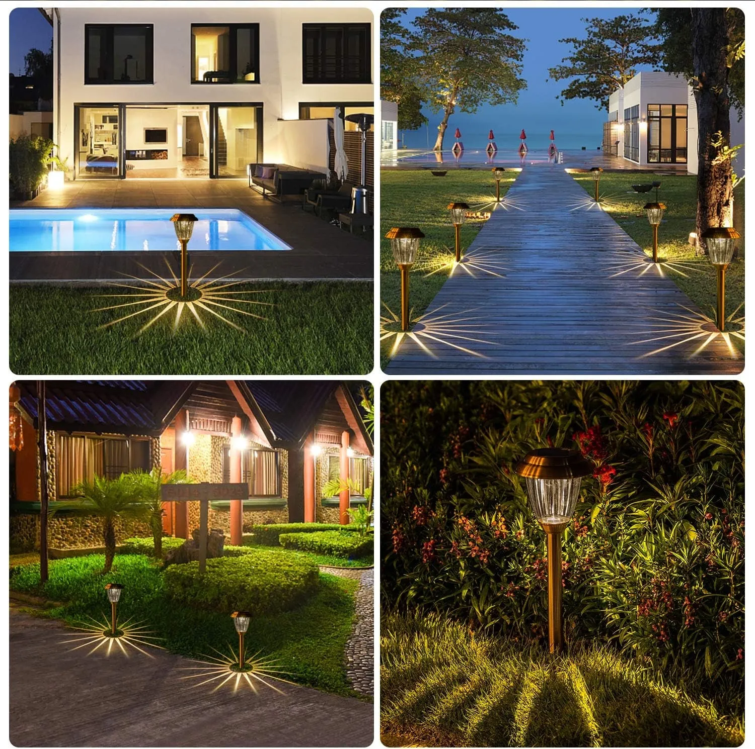 Solar Lights Outdoor Pathway - 8 Pack Copper Garden Walkway Lights Solar Powered Waterproof Outdoor Lights for Garden, Lawn, Yard, Walkway, Pathway, Landscaping