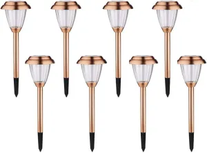 Solar Lights Outdoor Pathway - 8 Pack Copper Garden Walkway Lights Solar Powered Waterproof Outdoor Lights for Garden, Lawn, Yard, Walkway, Pathway, Landscaping