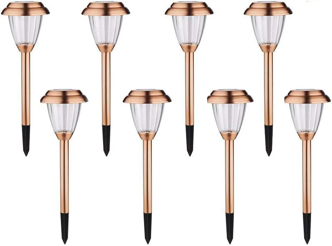 Solar Lights Outdoor Pathway - 8 Pack Copper Garden Walkway Lights Solar Powered Waterproof Outdoor Lights for Garden, Lawn, Yard, Walkway, Pathway, Landscaping