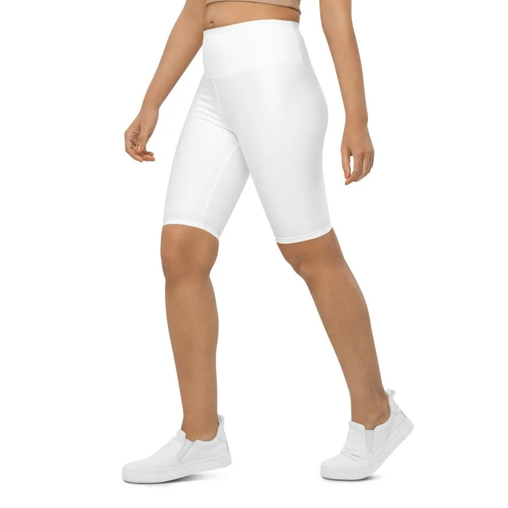 Solid White Bike Shorts